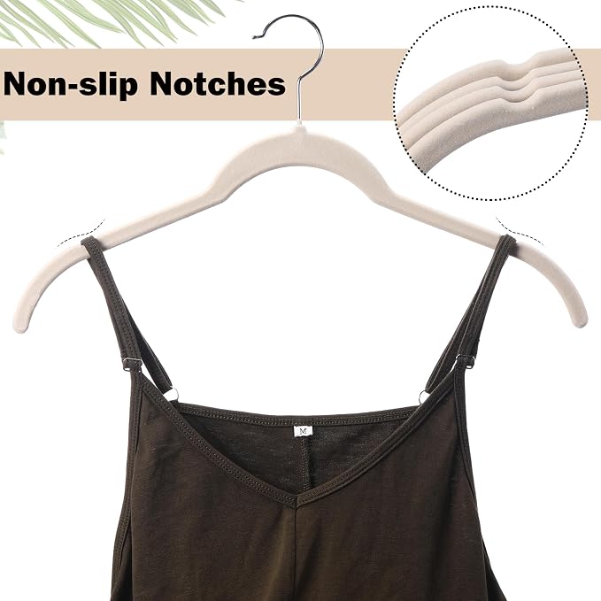 DoubleFill 50 Pack Velvet Hangers Non-Slip Shirt Clothes Hangers 360° Swivel Hook Slim Flocked Coat Hanger Heavy Duty Space Saving Felt Hanger for Women Men Pants Jackets Dress(Ivory White)
