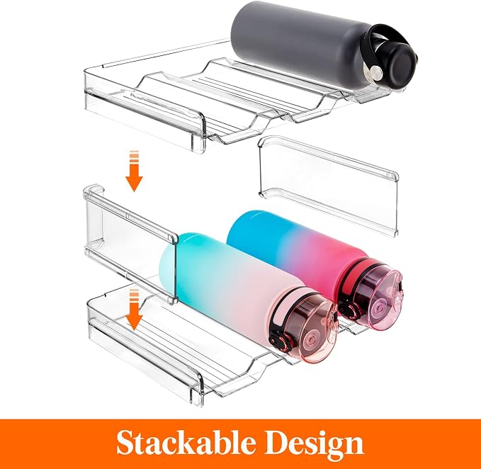 Lifewit 3 Tier Stackable Water Bottle Organizer for Cabinet, Plastic Bottle Holder Fits 9 Bottles/Tumblers up to 3.8" Diameter for Pantry/Countertop/Cupboard, 28 x 19 x 24 cm/11 x 7.5 x 9.5"