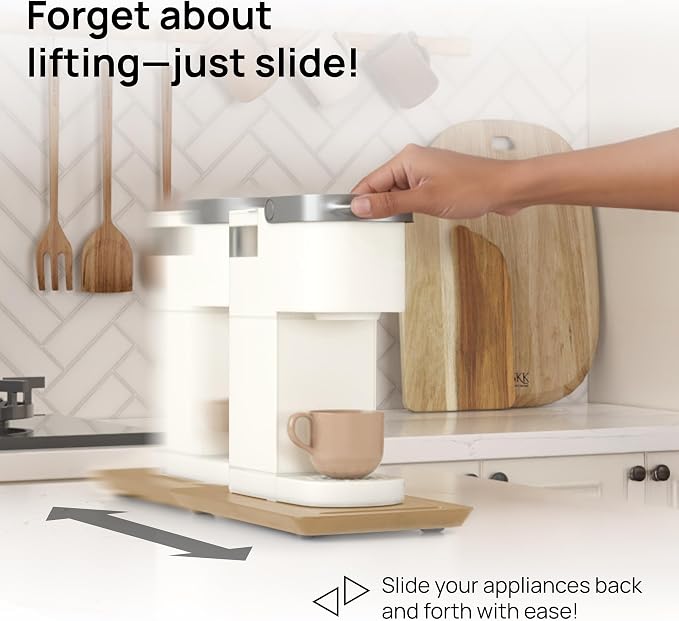 Ibyx Elegant Appliance Slider - Sliding Tray for Coffee Maker & Heavy Kitchen Appliances, Easy Slide, Made of Premium Bamboo, Space-Saving Kitchen Organizer, 40 lb Capacity, Natural - 7.5 x 14.5 Inch