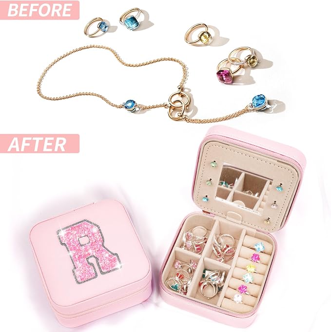 Uygafly Gifts for Teen Girl Trendy Stuff,Birthday Gift for 5 6 7 8 9 10 11 12 13 14 15 Year Old Girls,Cute Travel Jewelry Case Small Box | Pink,R