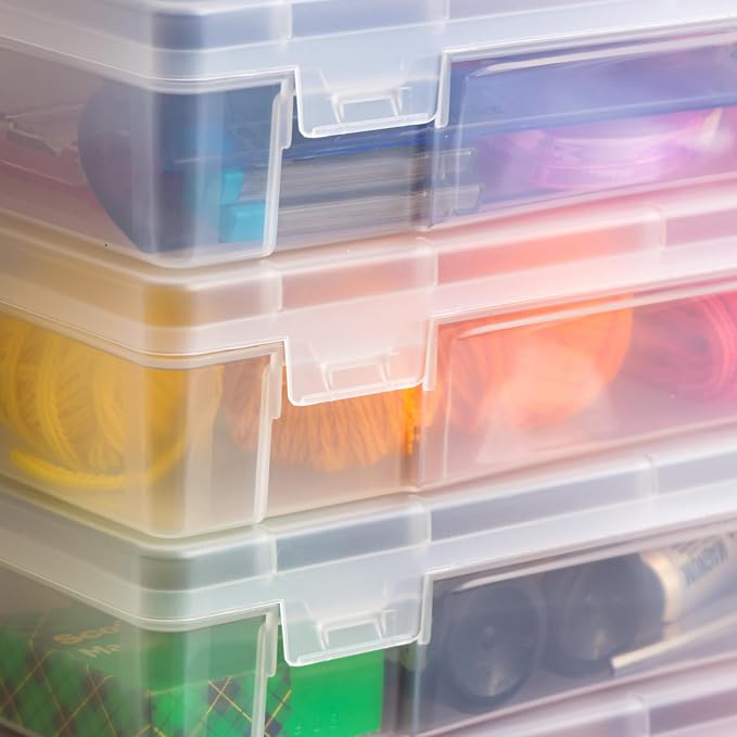 IRIS USA Clear Storage Cases, 10-Pack, |Made in USA|, Plastic Bead Organizing Containers with Snap Lid for Arts, Crafts, Ephemera, Stickers, & Dance Cheer, Clear - Large