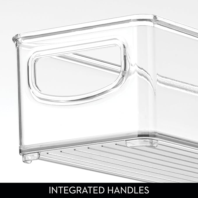 iDesign Slim Clear Plastic Storage Bin, Extra Long Narrow, 4-Pack | Stackable, For Kitchen and Pantry