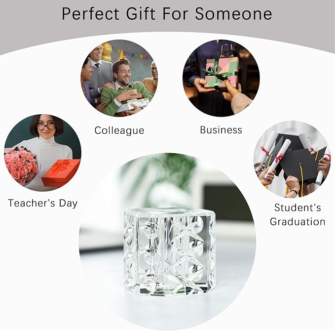 QFkris Fancy Crystal Single Pen Holder for Desk, Glass Fountain Pen Stand, 2.2" Feather Pencil Holder for Office Desktop Decoration, Gift for Man Woman Students Teachers Father Boyfriend