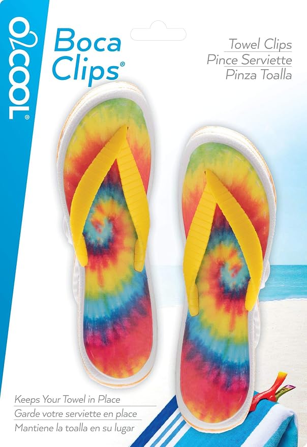 O2COOL BocaClips Beach Towel Clips Patio Pool Tie Dye Flip Flop 2pk | Yes