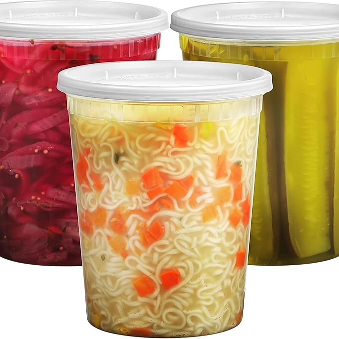 JoyServe 32 Oz Deli Food Containers with Lids - (36 Sets) Quart Airtight Plastic Food Storage for Takeout, Meal Prep, To-Go, Soup Freezer Containers with 36 Lids, BPA-Free, Dishwasher, Microwave Safe