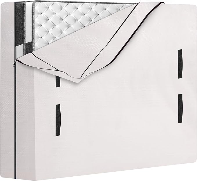 HOMESURE Mattress Bags for Moving and Storage with 8 Handles - Mattress Cover for Moving - Heavy Duty, Strong Zipper Closure, Moving Supplies & Moving Bag - Semi-Transparent, Cali King