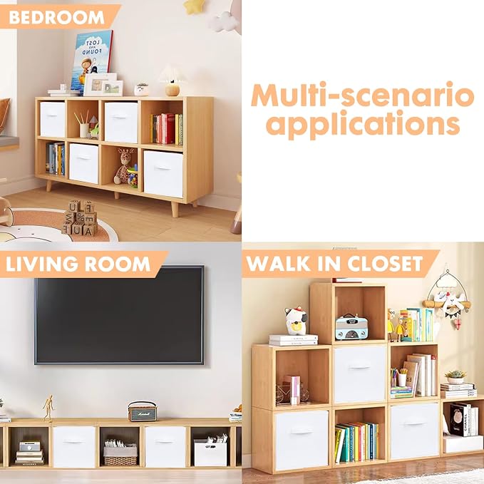 ShellKingdom Storage Bins, Foldable Fabric Storage Cubes and Cloth Organizer Drawer for Closet and Toys, 6 Pack (White)