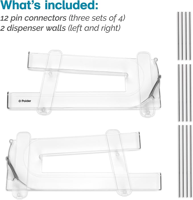 Polder Gravity Feed Can Dispenser, BPA-Free Plastic Beverage and Drink Dispenser, Holds Up to 10 Soda Cans, Ideal for Refrigerators and Countertops, Fridge Organizer, 14" x 5.3" x 6.1"