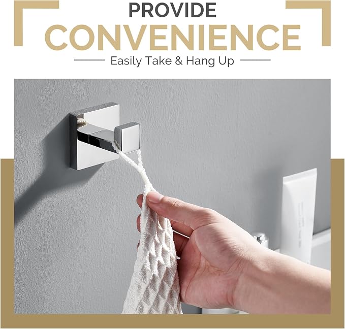 Angle Simple Towel Hook for Bathroom, SUS 304 Stainless Steel Shower Bath Towel Robe Hanger, Wall Coat Hook, Polished Chrome