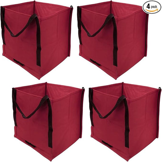 DURASACK Heavy Duty Storage Tote Bag 22-Gallon Rugged Woven Polypropylene Moving Bag, Reusable Self-Standing Design, Holds up to 500 Pounds, Pack of 4, Red