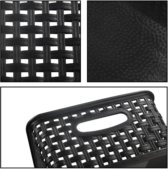 Morcte Black Plastic Storage Basket Bins Organizer, 4-Pack