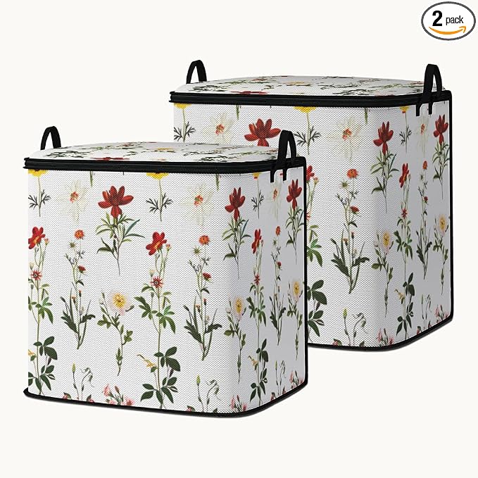 2pcs blanket storage bag for under bed,closet organizers 95L | clothing sweater sheet bedding comforter duvet quilt pillow toy storage bags with lids,dorm room essentials for containers