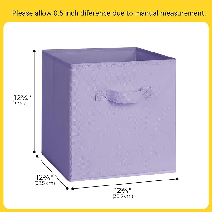 Cupic Cupid 13 Inch Storage Cube, Fabric Cube Storage Bin with Handles, Storage Cube Organizer for Clothes and Toys, Collapsible Cube Bins for Closet, Shelves, Nursery, 6-Pack, Purple Gradient