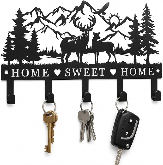 Deer Metal Key Holder for Wall Key Holder Wall Mount Key Rack Wall Mount Key Hooks for Wall Key Hanger