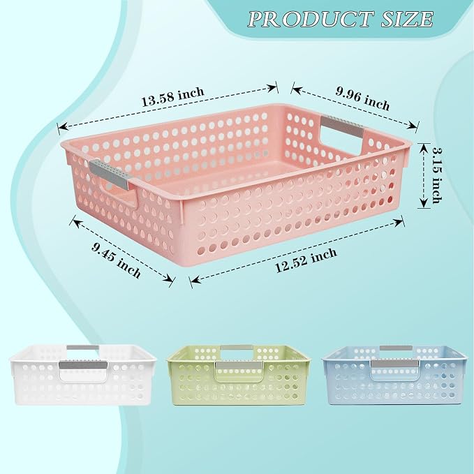 Soddeph A4 Paper Trays for Classroom with Grip Handles,Book Baskets for Library, Drawers, Office, Home,Desk,Turn in Trays Classroom Plastic Storage Baskets