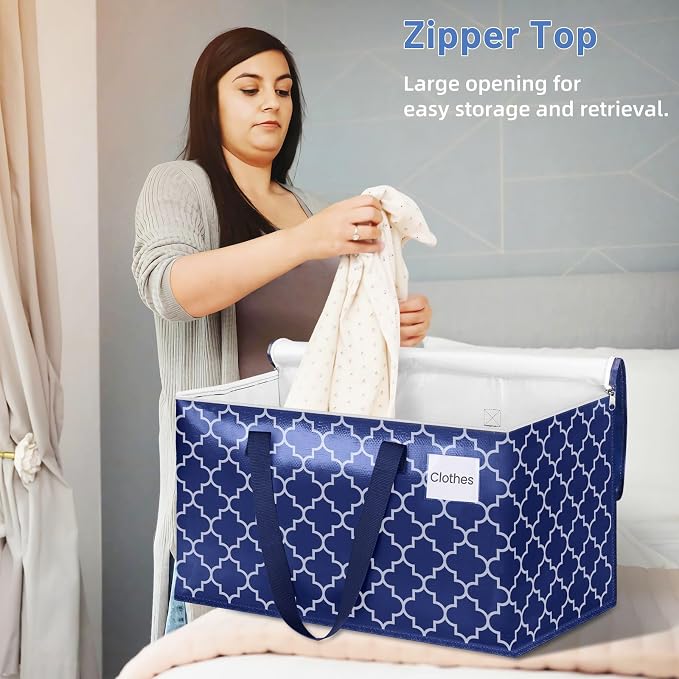 Fabspace Moving Bags, Extra Large Moving Supplies, Heavy Duty Storage Bags, Packing Bags with Reinforced Zippers & Handles, Collapsible Packing Boxes, Storage Totes for Moving, Packing, 100L, 4 Packs