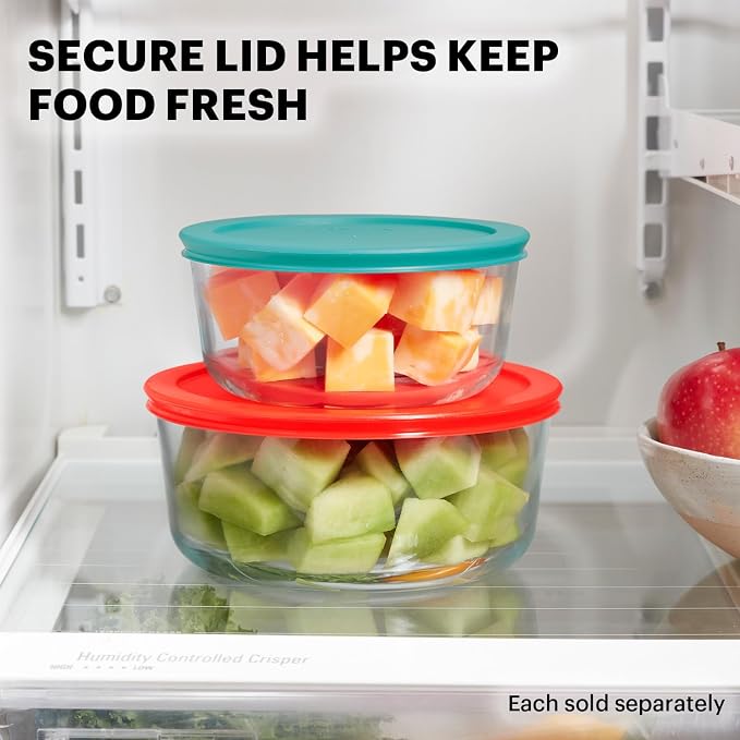 Pyrex Simply Store (8-Pack) Small Glass Food Storage Containers Set, (1 & 2 Cup) Meal Prep Containers With Plastic BPA-Free Lids, Dishwasher & Microwave Safe