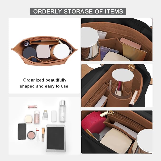 LOUKAYCCI Purse Organizer Insert for le pliage Le Pliage S Handbags Insert（EarthColo, Small）