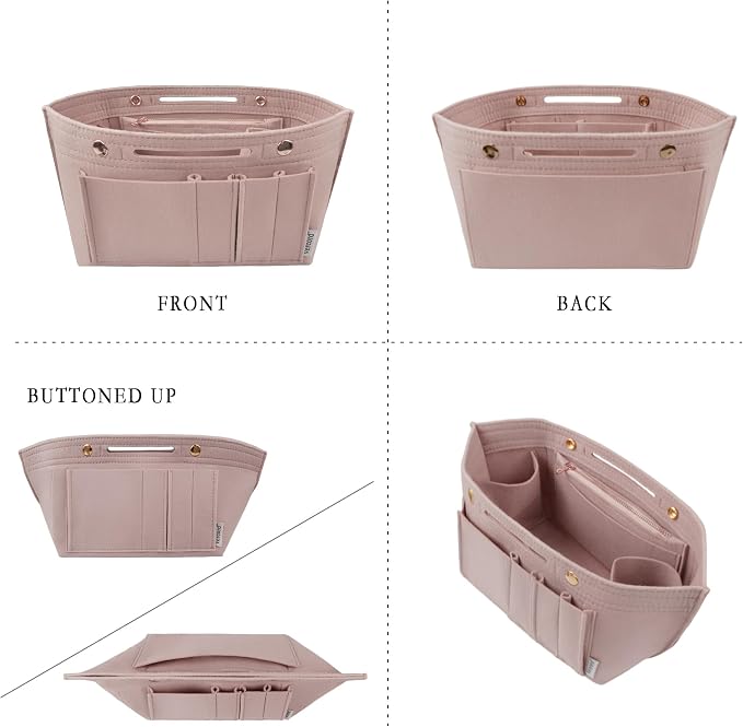 Vercord Purse Organizer Insert for Long champ Felt Organizer Insert with Zipper Handbag Insert Tote Shaper Storage Bag Beige M