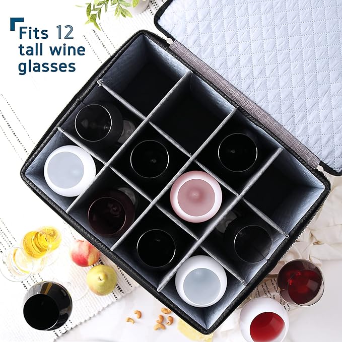 China Storage Containers Hard Shell, 8 Piece Flatware & Utensil with Mug Storage, Wine Glass 4 Dish Platter Case, Padded Dinnerware Containers, (sb-hds-09)