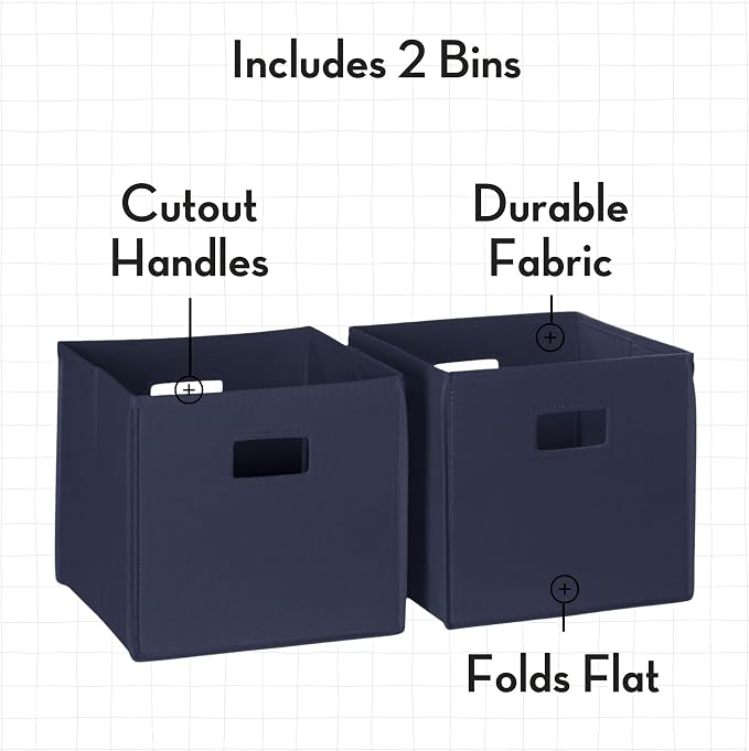 RiverRidge Folding Storage Bins with Handles Navy Cube Storage Organizer for Closet, Bedroom & Playroom - Closet Organizers Set of 2