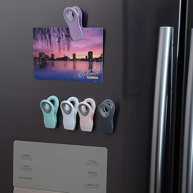 COOK WITH COLOR Chip Bag Clips with Magnet for Food Storage with Airtight Seal Grip for Bread Bags, Snack Bags and Food Bags