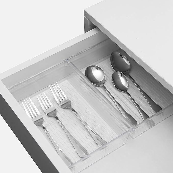 Clear Plastic Drawer Organizer Tray for Vanity Cabinet (9"×6"×2" Set of 4) For Office Bathroom Makeup Drawers