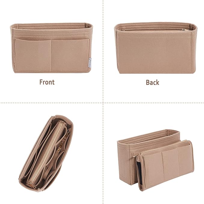 Vercord Felt Organizer Insert For Purse Handbag Tote Bag In Bag Inside Shaper Divider Neo Beige Slender Medium