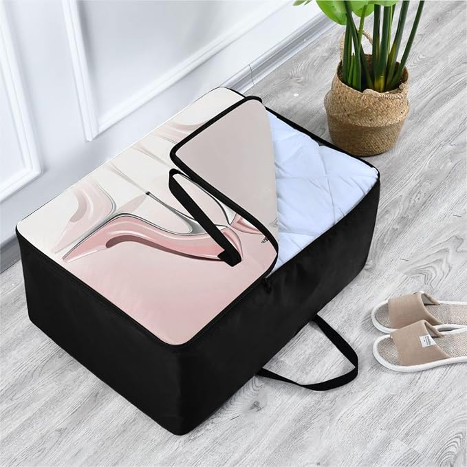 Blueangle Elegant Pink High Heel Shoes Storage Bags for Comforters, Blankets, Clothes, Quilts and Towels, Large Storage Bags Great for Closets, Bedrooms (100L)