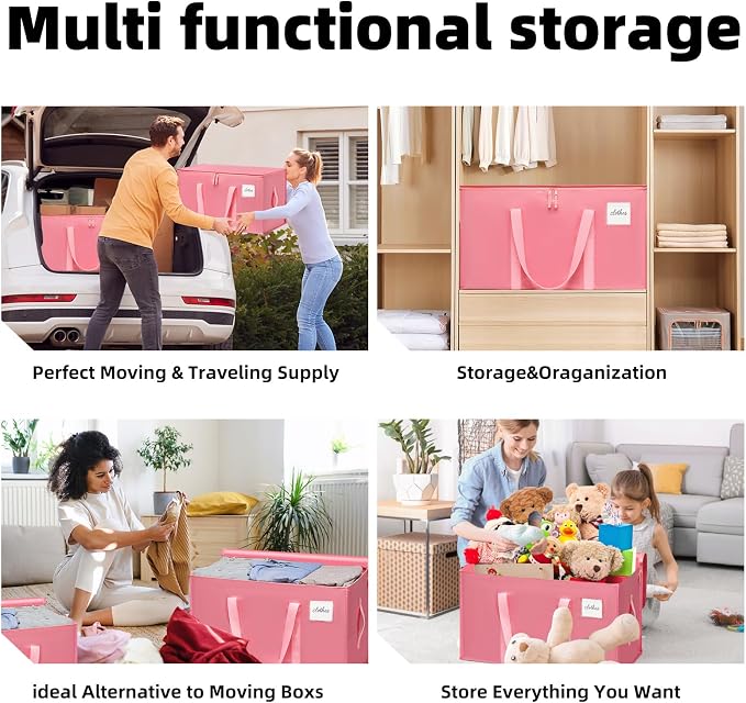 Moving Bags Heavy Duty Bubblegum Pink – Large Packing Bags for Moving, Extra Large Storage Totes with Zippers and Handles