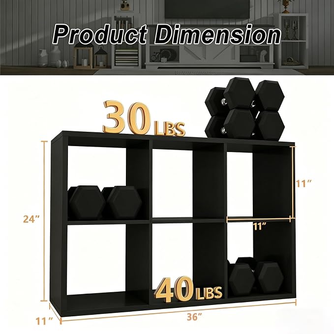 6 Cube Shelf with Anti-Tipping Kits + Reversible Open Back Bookcase, Multi Layer and Multi Grid Partition Layout (Chocolate 11in) | 2026, Anti-Tipping Kits, Reversible Open Back, Multi Layer Multi Grid Partition Layout