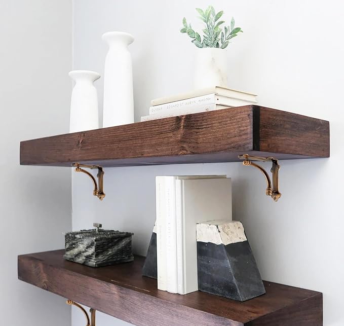 NACH Decorative Shelf Brackets, 4 Pack of 5.25 x 1.25 x 5.25 inch Copper Cast Iron Shelf Brackets - Decorative Brackets for Mounting - Industrial Style Brackets