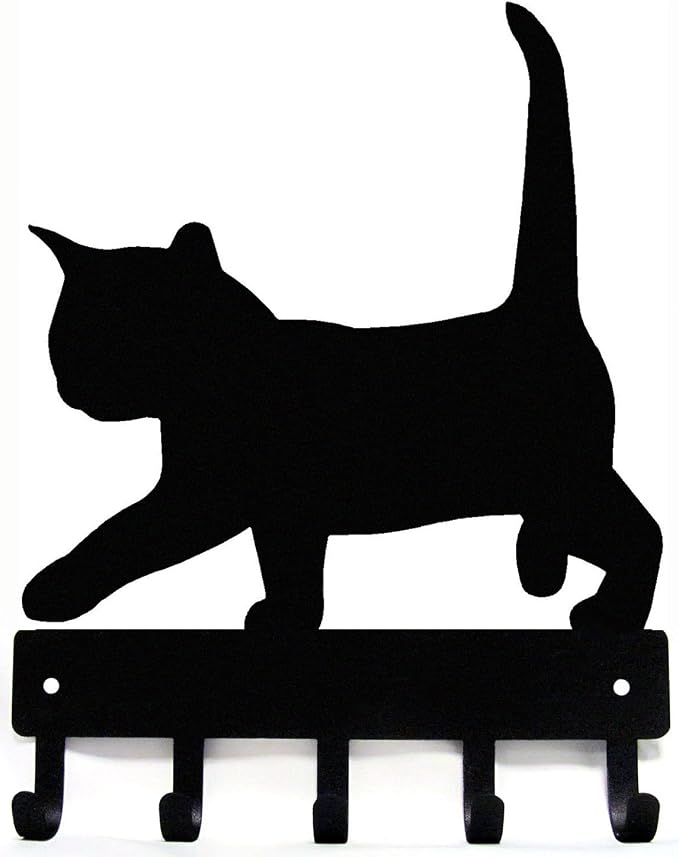 Cat #2 Kitten Key Rack & Hanger - Small 6 inch Wide - Made in USA; Wall Mounted Holder for Cat Lovers