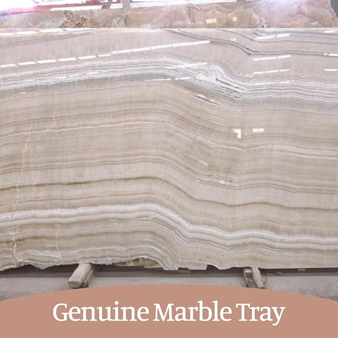 Koville Natural Marble Tray, 12"x6" Decorative Tray for Countertop, Catchall for Perfume, Candles, Jewelry Dish Moca Jade