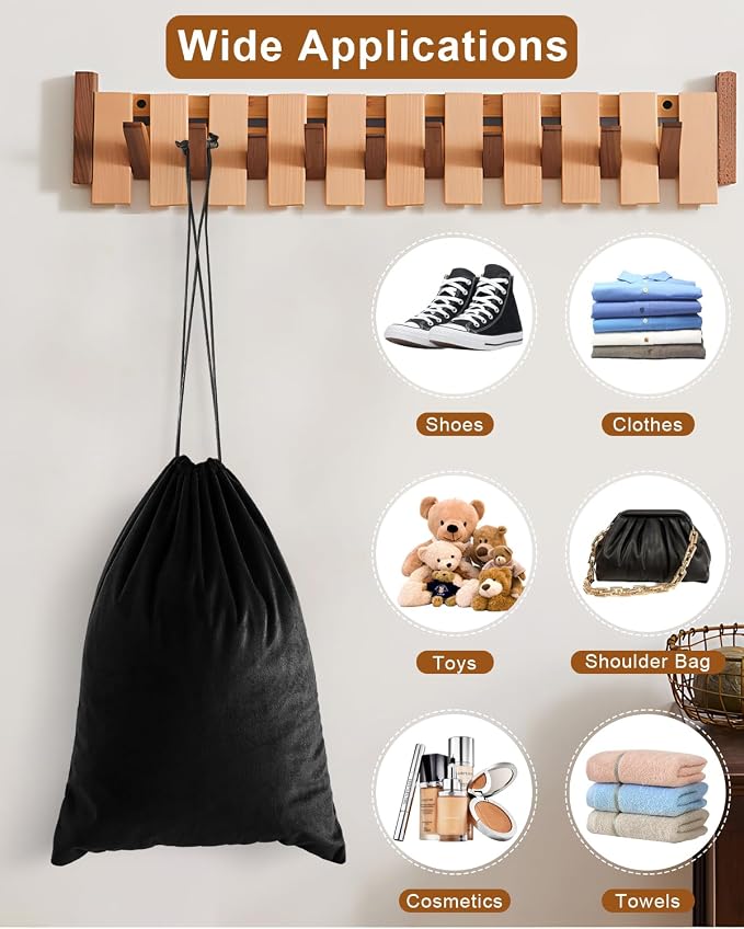 2 Pcs Shoe Bags for Travel, Dust Velvet Bags, Black Beauty, 17.3x12.6 Inch | Washable & Reusable Travel Shoe Bags, Dustproof Shoe Bags with Drawstring Closure, Suitable for Travel, Home Storage