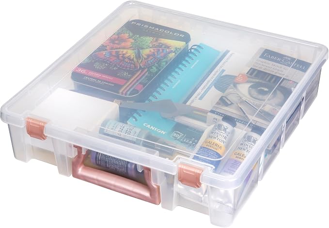 ArtBin 6955RL Super Satchel Compartment Box Clear Craft Organizer Storage Case - Rose Gold, Pack of 1