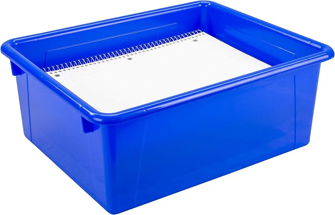 Storex Letter Size Deep Storage Tray – Organizer Bin for Classroom, Office and Home, Assorted Colors, 5-Pack (62530U05C)