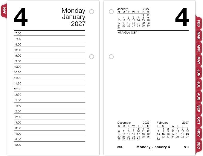AT-A-GLANCE 2027 Desk Calendar Refill, Daily Desk Pad Refill, 3.5" x 6", Standard, Loose-Leaf (E717T5027)