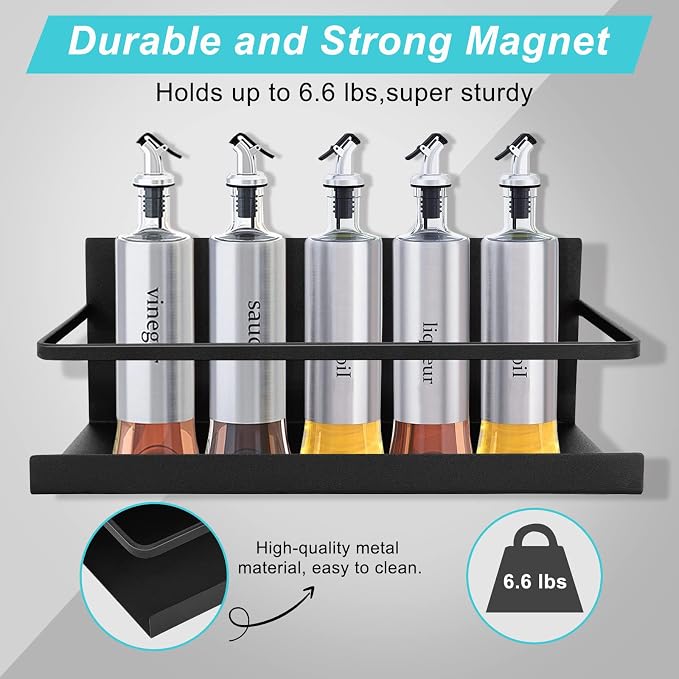 2 Pack Premium Quality Magnetic Spice Rack for Refrigerator, Strong Magnetic Spice Rack for Holding Jars, Perfect Space Saving Magnetic Shelf