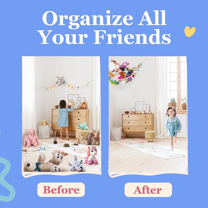Stuffed Animal Hammock XL 2 Pack | Corner Stuffed Animal Storage & Plushie Net | Extra Large Toy Hammock for Stuffed Animals | Easy Hang, Hardware Included | Pink Bedroom Decor | by Lilly's Love