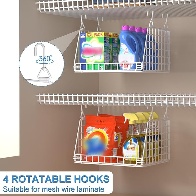 PUPPYCUTE 3 Pack Laundry Room Organization and Storage, Hanging Wire Basket for Laundry Closet Wire Shelves, Laundry Closet Organizers and Storage Basket, Heightened Version