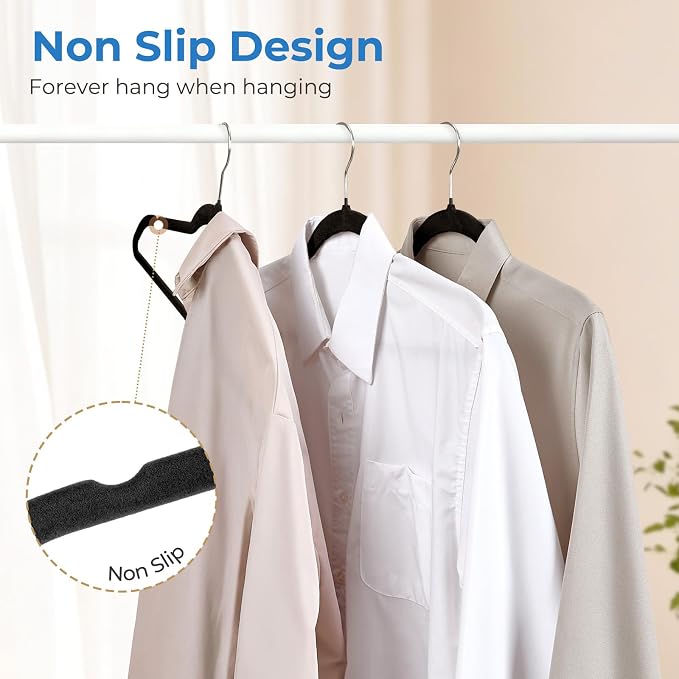 Smartor Black Velvet Hangers 120 Pack, Non-Slip Space-Saving Clothes Hanger | Premium Slim Felt Hanger for Closet Organizers and Storage, Heavy Duty Hanger with Shoulder Notches and 360° Hooks for Coats