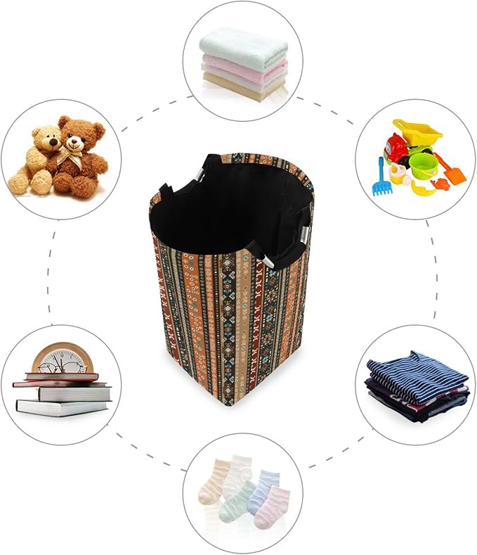 Western Boho Large Laundry Hamper Basket, Collapsible Laundry Bag Storage Bins Baskets with Handles for Laundry, Bedroom, Home Decor