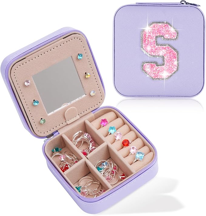 Uygafly Gifts for Teen Girl Trendy Stuff,Birthday Gift for 5 6 7 8 9 10 11 12 13 14 15 Year Old Girls,Cute Travel Jewelry Case Small Box | Lavender,S