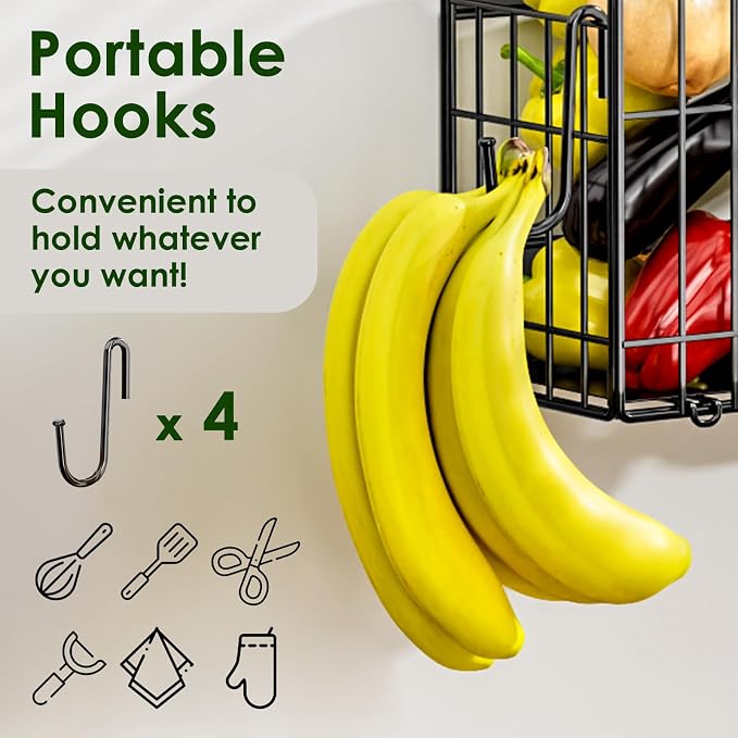 2 Set Magnetic Shelf for Fridge, Potato & Onion Storage Bins, Magnetic Fruit Basket for Refrigerator Pantry Kitchen Counter Laundry Organizer, Fridge Magnetic Spice Rack Magnet Fridge Storage