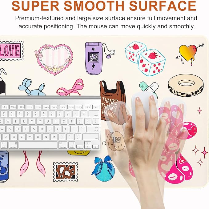 L-SPOUTTO Cute Desk Mat for Keyboard and Mouse,Girly XXL Large Mouse Pad | Non-Slip Keyboard Pad Waterproof Desktop Mat for Laptop Computer Work Game Home Office-Cartoon