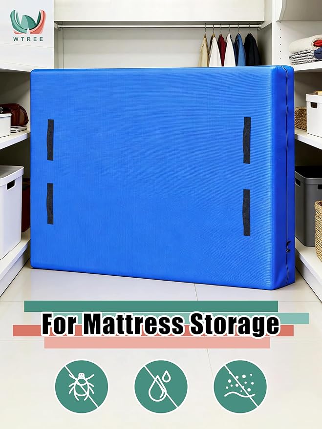 WTREE Double Shield Mattress Bag for Moving and Storage, 8 Reinforced Handles Mattress Cover with Internal Clear Mattress Protector, 170GSM Heavy Duty Tarp Mattress Mover Tool, Twin(Pack of 2)