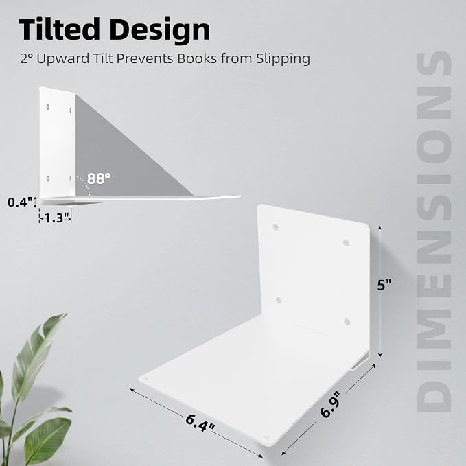 STORAGE MANIAC Floating Book Shelves for Wall Mounted Invisible Floating Bookshelves Heavy-Duty Steel Hidden Bookshelf Hanging Bookshelves for Bedroom Living Room Office, White 3-Pack Extra Large