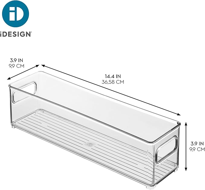 iDesign Stackable Fridge Bin with Handles, Set of 3, Clear | Ideal for Freezer or Pantry, Made in USA