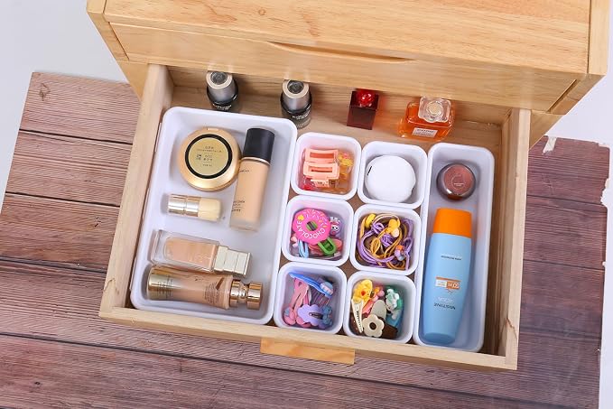 Kutesna 15 PCS Interlocking Desk Drawer Organizer Separator for Office,Bathroom,Kitchen,Makeup（White）